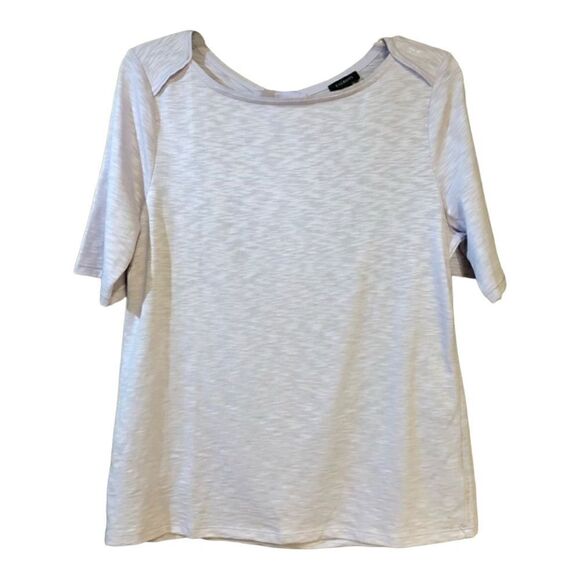 Talbots Sz M Lilac Back Grossgrain Ribbon Tie Relaxed Fit Flowy Luxury Top - Picture 1 of 9